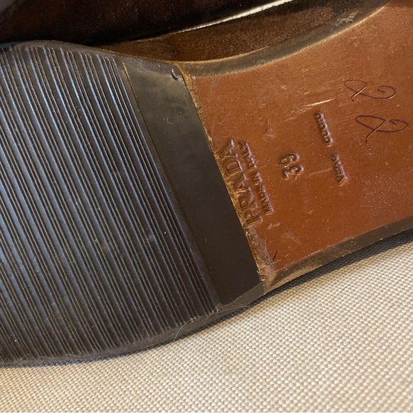 Prada vintage brown suede loafers size 39 buckle leather fits 9 or 9 1/2 - Picture 8 of 13